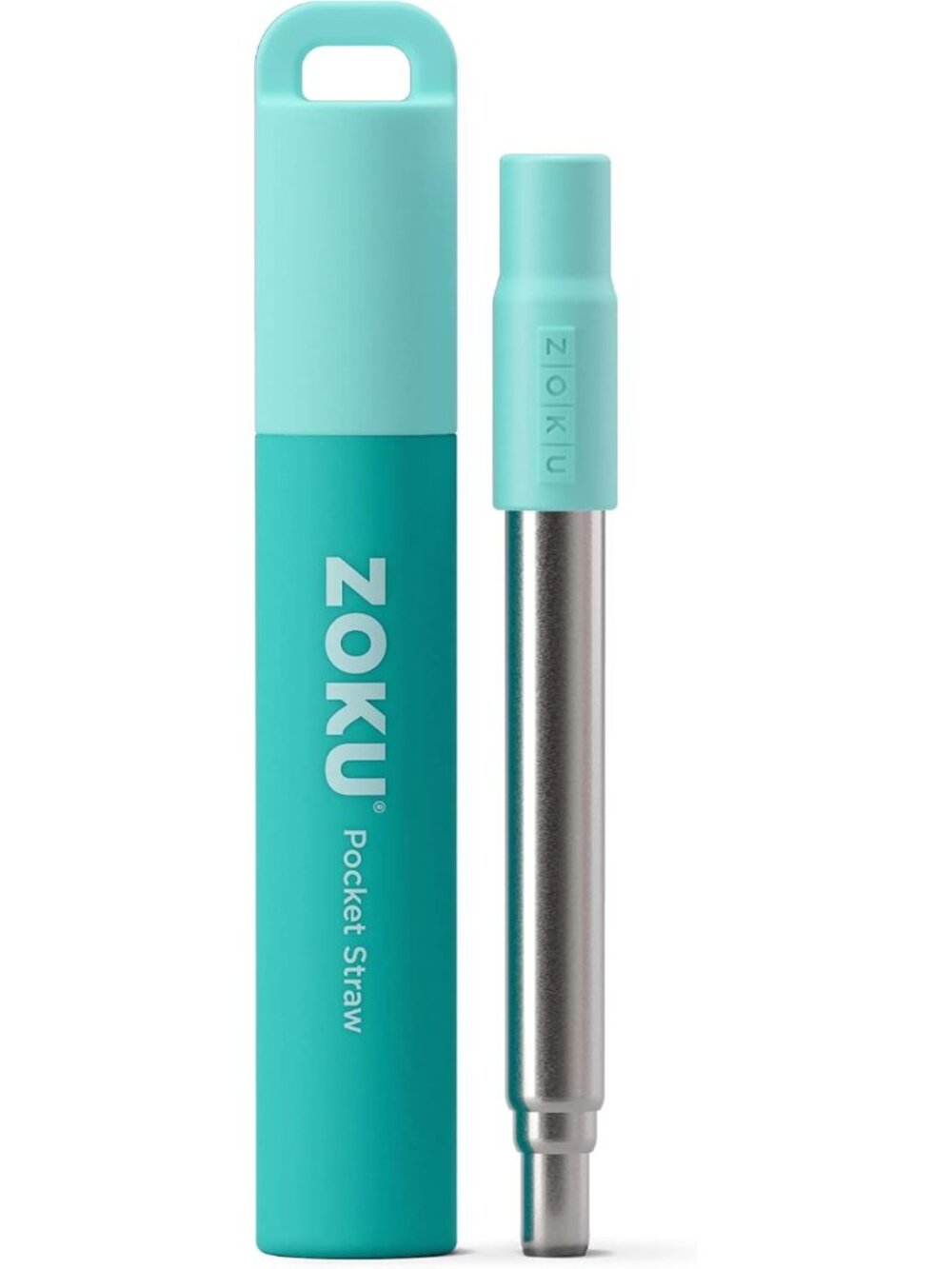 Reusable Metal Straw with Case, Collapsible Travel Straw - Teal